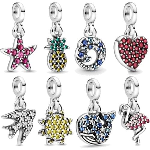 2020 Winter Fit Original Pandora Bracelet 925 Sterling Silver Bead New Years Gift Sunflower Heart Whale Charm Women DIY Jewelry