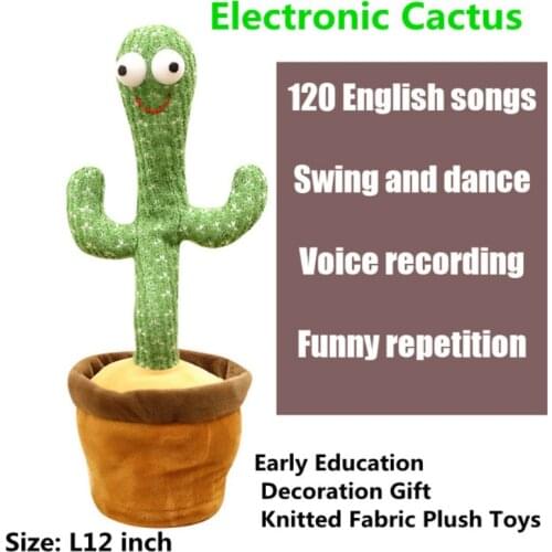 2021 New Electronic Dancing Cactus 120 English Songs Knitted Fabric Plush Toys 12.5inch Dancing Singing Jouet Enfant