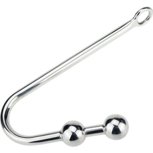 25PCS/lot Stainless Steel Anal Hook Metal Butt Plug with 2 Ball Anal Plug Anal Dilator Sex Product Gay Sex Toy for Men and Women