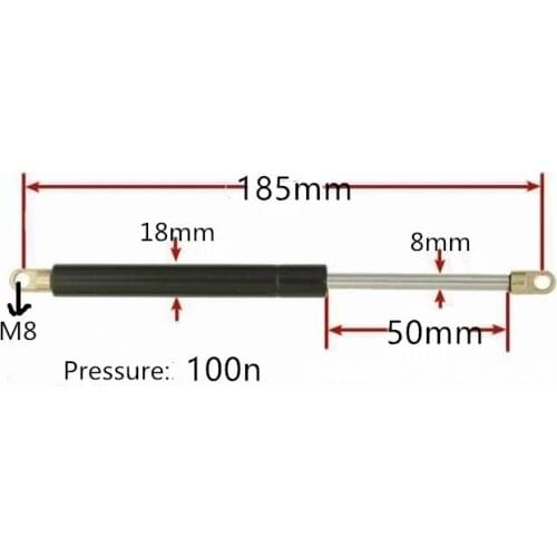 34pcs 185mm Hole Center 50mm Stroke Auto Gas Spring 100n Force Lift Support M8 Eyelet Gas Strut Shock Spring Prop