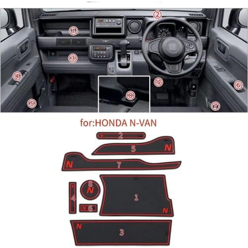 3D Rubber Mat Lnterior Anti Slip Mat Door Slot Pad Cup Cushion Groove Mat For Honda N-VAN 2018 Car Accessories