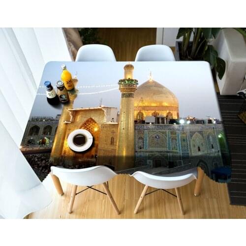 3D Tablecloth City Landscape Pattern Waterproof / Oilproof Thick Polyester Rectangular Wedding Home table Cloth Custom