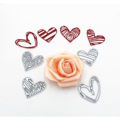 4pcs New Heart Metal Cutting Dies Stripe Love Wedding Dies Scrapbooking DIY Albums Decorations Embossing Stencils Cards Making