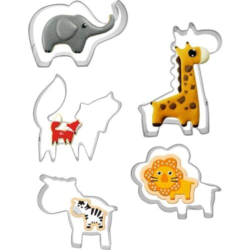 3pcs/set Cute Animal Cookie Cutters Lion Fox and Zebra Stainless Steel Cookie Molds Kitchen Biscuit Tools