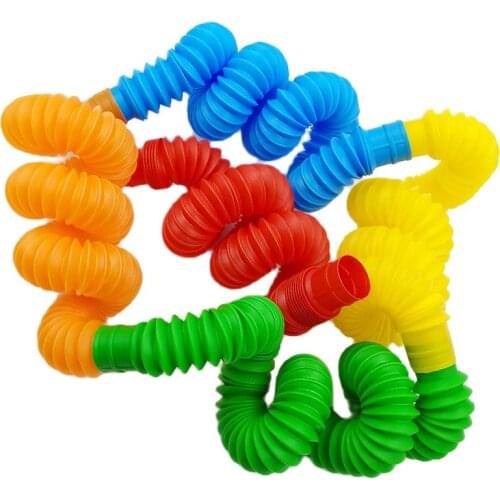 5Pcs Mini Pop Tubes Sensory Toy for Adult Fidget Stress Relieve Toys Kid Autism Anti Stress Plastic Bellows Children Squeeze Toy