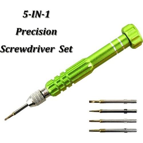 5-In-1Colorful multi-function screwdriver 5 pcs screw bits a kit glasses clock watch mobile phone repairing tool