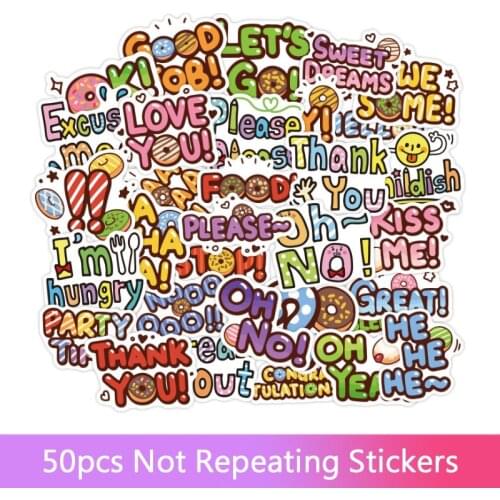 50 English graffiti stickers waterproof removable waterproof trolley case stickers notebook stickers car stickers toys