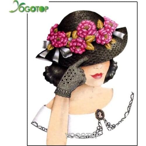 5D Diamond Painting “hat woman” landscape Diy Mosaic flower Full Square Diamond Embroidery Rhinestone Picture Decor Home YY1463