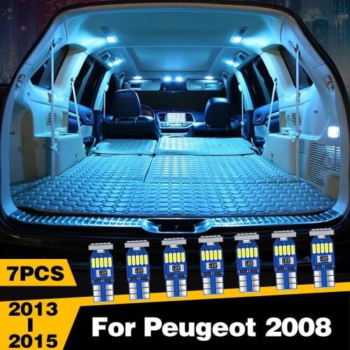 7pcs Car LED Lights Interior Dome Reading Trunk Lamp For Peugeot 2008 2013 2014 2015 Accessories