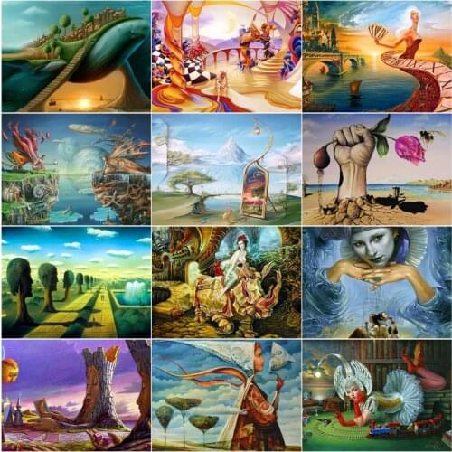 Abstract Landscape Diamond Embroidery Creative Figures Scenery Cross Stitch Kits Home Decoration Rhinestone Embroidery Wall Art