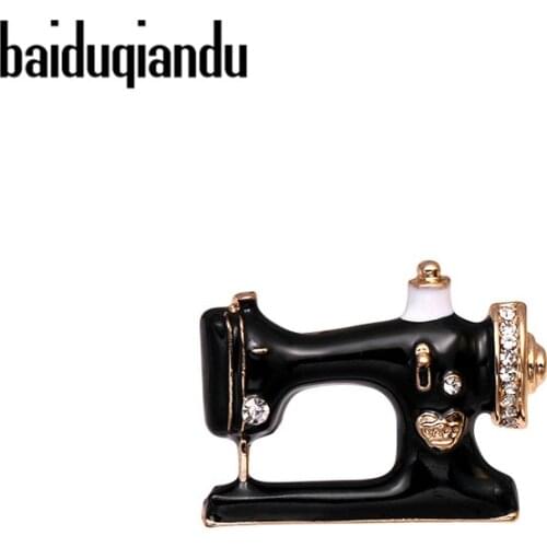 Baiduqiandu Seamstress Black Sewing Machine Brooch Women Pin Brooches Enamel Pins Denim Pin Badge Gift Shirt Coat Jewelry