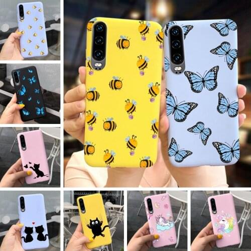 Cartoon Bee Case For Huawei P8 P9 P10 P20 P30 P40 Lite E TPU Case Matte Soft Cover For Huawei P30 Pro P30Lite P8Lite P9Lite Capa