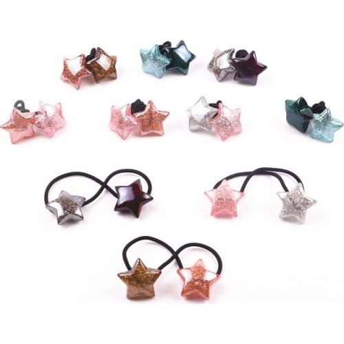 2PCS New Cute Glittering Star Princess Headwear Kids Elastic Hair Bands Baby Headdress Children Hair Ropes Girls Accessories