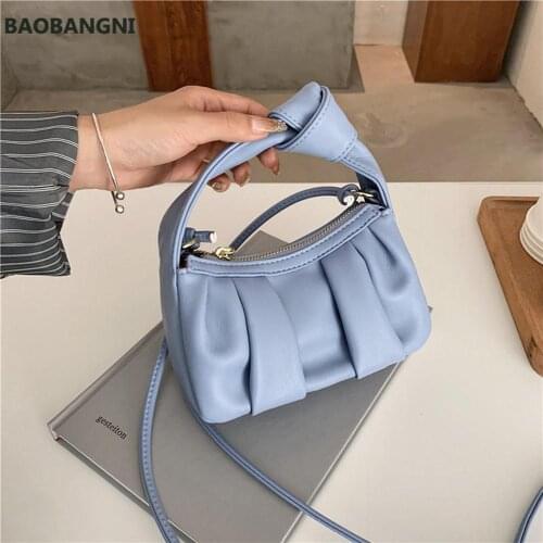 Folds Designer Mini PU Leather Crossbody Bags For Women New Trend Shoulder Handbags Womens Hand Bag