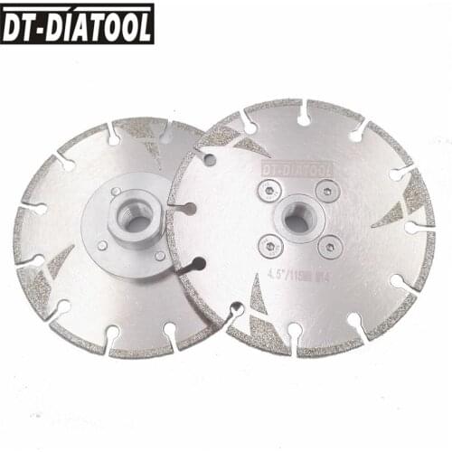 DT-DIATOOL 2pcs Diameter 115mm Electroplated Reinforced Diamond Cutting disc with M14 Thread 4.5 Inch Saw Blade for Tile Marble