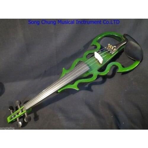 Beautiful solid wood electric violin,green SONG streamline 4/4 electric violin