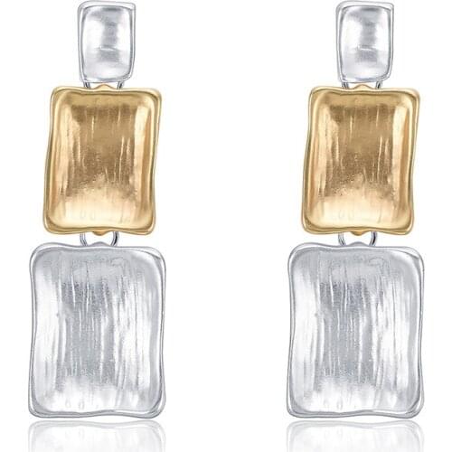 Geometric Earrings Square Combination Drop Earrings For Women Girl Vintage Golden Silver Color Fashion Jewelry