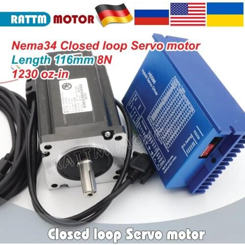 Nema 34 Closed loop stepper motor kit 8N.m 1230oz-in 6A 2-Phase & HSS86 Hybrid Step motor Driver 8A