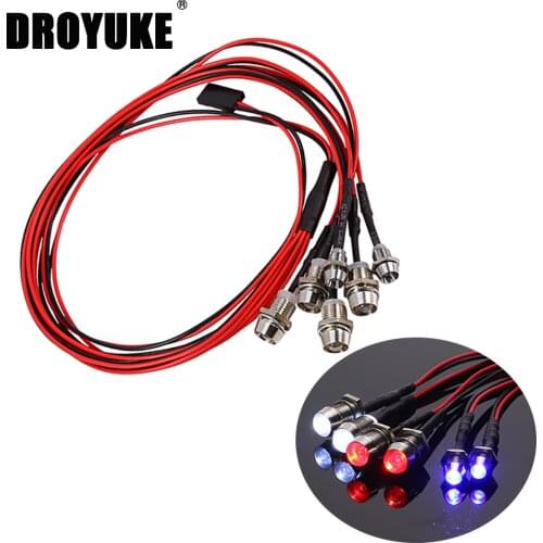 Droyuke 6LED 8LED Kit de luz LED 2 blanco 2 rojo Azul 2 para 1/10 de 1/8 Traxxas HSP SCX10 D90 HPI RC Coche