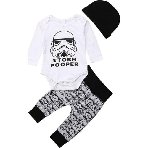 Newborn Baby Boys Cartoon Clothing Sets Tops Romper Pants Hat 3pcs Casual Baby Boy Outfits Set Autumn 0-18M