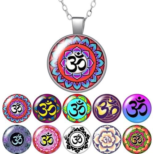 Beauty Pattern Yoga symbol Photo Silver color/Bronze Pendant Necklace 25mm Glass Cabochon Girl Jewelry Birthday Gift 50cm