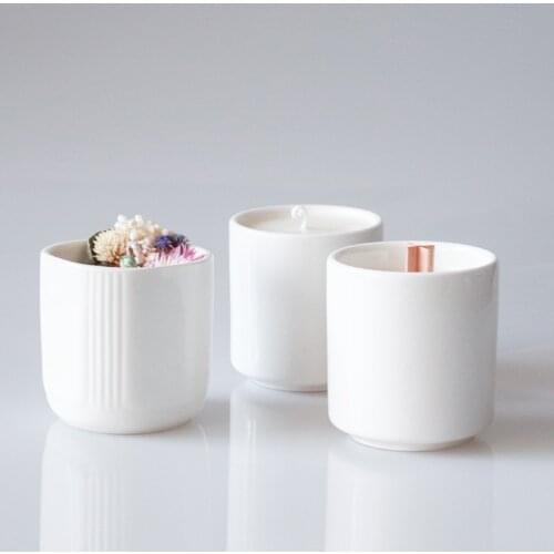 1pcs Handmade Round Wax Container Empty Ceramic Candle Holder DIY Aromatherapy Candle Soybean Wax Candle Tins
