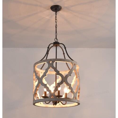 Loft Bedroom chandelier lighting vintage white retro solid wood hanging lights in living room foyer dining room nordic kitchen