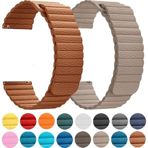 Loop Leather Strap For Huami Amazfit GTR 2 47mm 42mm Magnetic Bracelet Band Stratos 3 GTS 2 Bip S U 2e mini 20mm 22mm Wristbands