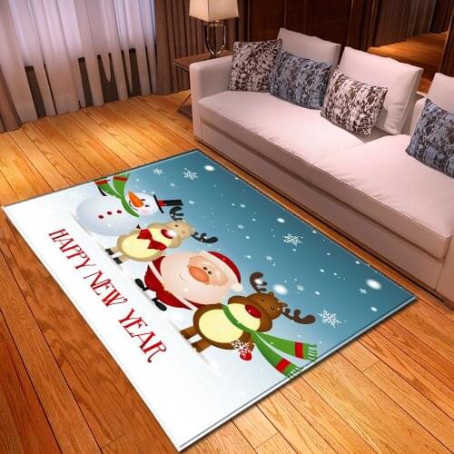 Cute Cartoon New Year decoration Carpets Marry Christmas Party Area Rugs Anti-slip Durable Xmas Floor Mat Flannel Christmas gift