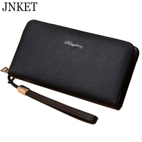 JNKET Fashion Business Mens Long Wallet PU Leather Clutch Wallet Handbag Zipper Wallet Large Capacity Clutch Bag Coins Purse