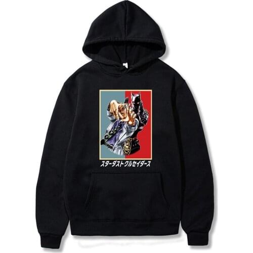 Harajuku JoJo Bizarre Adventure Hoodie Anime JoJo Bizarre Adventure Hooded Men/women Creative Graphic Print Streetwear Unisex
