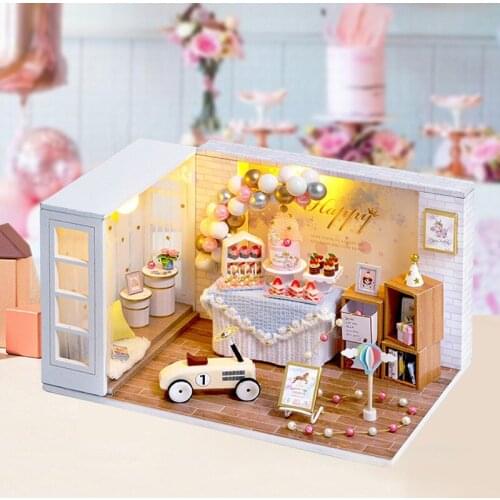 DIY Wooden Dollhouse Party Band 3D Doll Houses Miniature Kit With Furniture Led Creative Toys For Children Christmas Gift Casa
