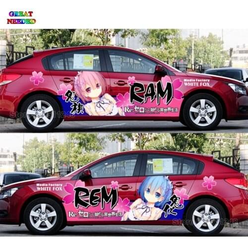 Tailor Made Japanese Anime Characters RAM REM Car Door Stickers Different World Funny Racing Car Decal Camouflage Vinyl Film
