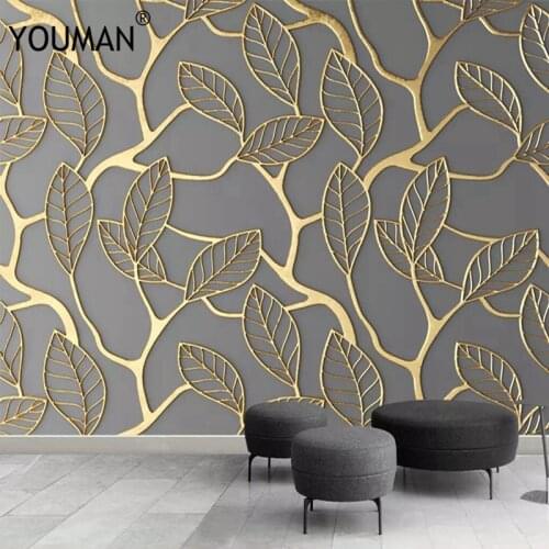Custom 3D Photo Wallpapers abstract home background wall mural gold watercolor forest Wall Painting Living Room Sofa Wall Papers