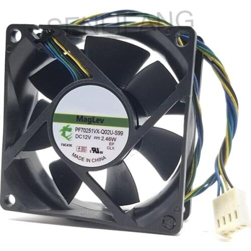 Genuine PF70251VX-Q02U-S99 DC 12V 2.46W 70x70x25mm 4-wire Server Square Cooler Fan