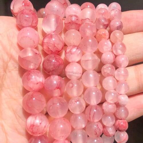 Natural Cherry Jades Stone Round eads for Jewelry Making Diy Bracelet 15'' Strand 4/6/8/10/12mm