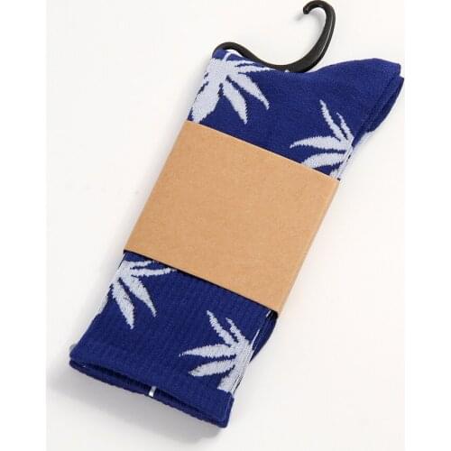 High Quality 1 Pair of Autumn And Winter Men Colored Maple Leaf Cotton Socks Art Jacquard Socks Weed Color Long Dot Happy Socks