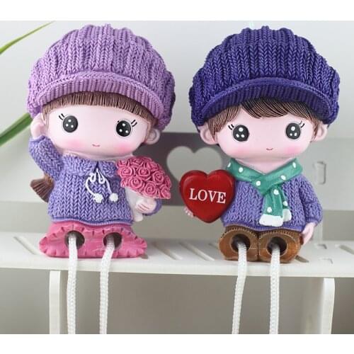 New creative romantic couple hanging feet doll home decoration wedding gift birthday gift resin crafts Pastoral People