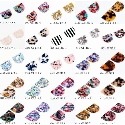 Tortoise Shell Earrings Charm,Acetate Acrylic Special D Shaped Pendants,Boho Earring Parts ,35x30mm,ACE-210