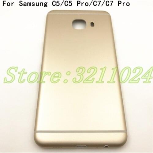 Original New Metal Battery Case Cover For Samsung Galaxy C5 C5 Pro C7 C7 Pro Rear Housing Frame Bezel Plate (No side key) +Logo