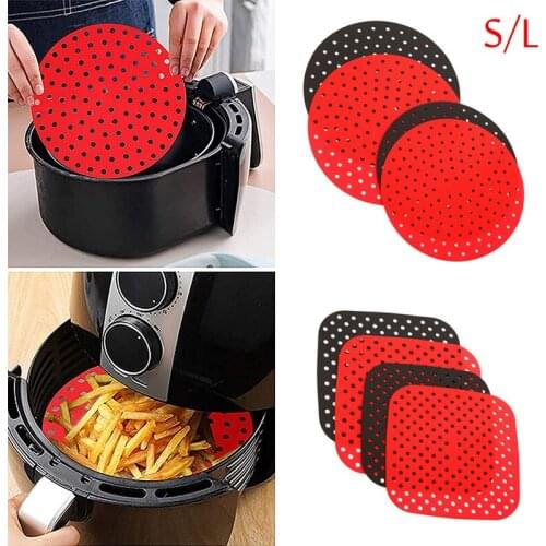 Air Fryer Liner Silicone Pad Reusable Silicone Anti-slip Round Air Fryer Mat Non-Stick Steaming Basket Mat Cooking Kitchen Tools