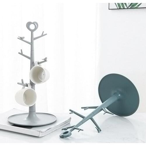 Hot-6 Mugs Holder Creative Tree Cups Storage Hanging Stand Upside Down Drain Rack Storage Rack Jewelry Storage Rack
