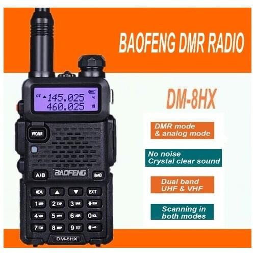 DHL freeship+2PCS Baofeng UV-5R Upgraded Version DM-8HX DMR Digital Radio UHF VHF 136-174MHZ/400-480MHZ Portable Walkie Talkie