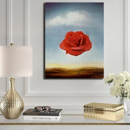 Salvador Dali Meditative Rose Flower Poster Painting Wall Art Posters and Prints Cuadros Pictures Home Decor for Living Room