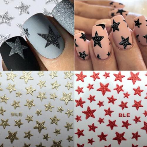 3D Nail Art Stickers Slider Stars Glitter Shinning Stickers DIY Water Transfer Decals Colorful Nail Tips Manicure Decorations