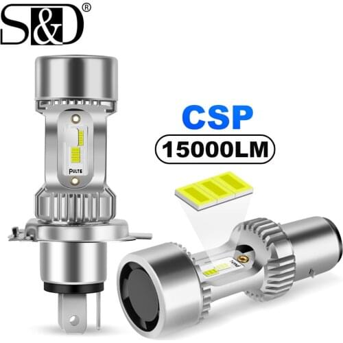 1pc 15000LM H4 BA20D LED Headlight For Motorcycle Blubs With Fan Moto Fog Lights 1:1 360 °CSP Motobike 20W 6000K 12V Accessories