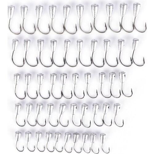 Titanium Tungsten Barbed Fishhook Tin Jig Head Stand Hooks 10Pcs or 50pcs Japan Overturned Hook 5 Size