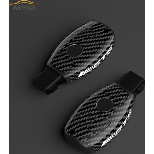 Carbon Fiber Car Remote Key Cover Case Shell For Mercedes Benz A B R G Class GLK GLA w204 W251 W463 W176 AMG W205 W212 Keychain