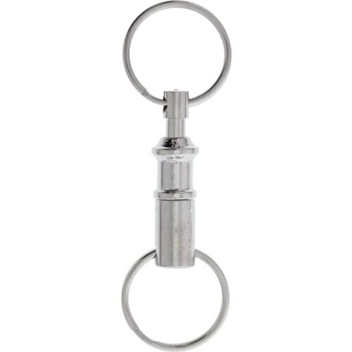 1PC Steel Chrome Plated Pull-Apart Key Rings Snap Lock Keychain Holder Removable Keyring Quick Release Dual Detachable Key Ring