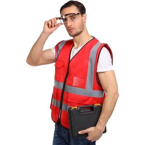 High Visibility Safety Reflective Motorcycle Jacket Motocross Protector Gear Red Vest For Men